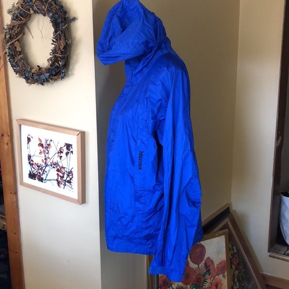 MARMONT size Medium Blue windbreaker ZipFront Waterproof Hoodie Packable Jacket - Picture 8 of 14